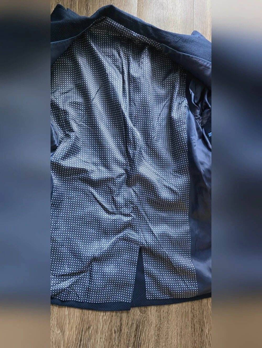 Navy Textured Men's Blazer Saul E. Mendez Size S